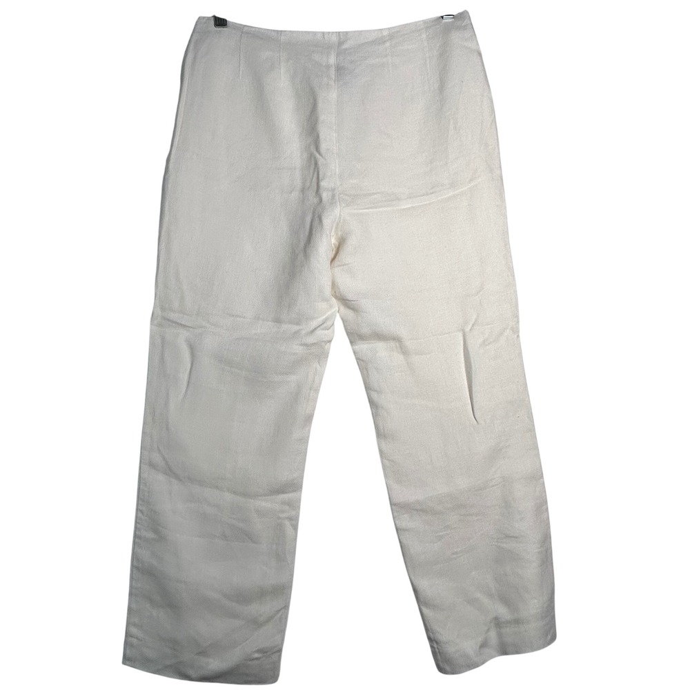 Studio by Liz Claiborne‎ Womens Pants Size 10 White Linen Blend Wide Leg Cropped